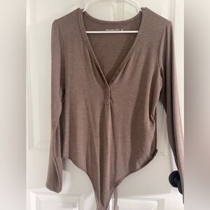 Abercrombie Long-Sleeve Luxe Cozy Henley Bodysuit